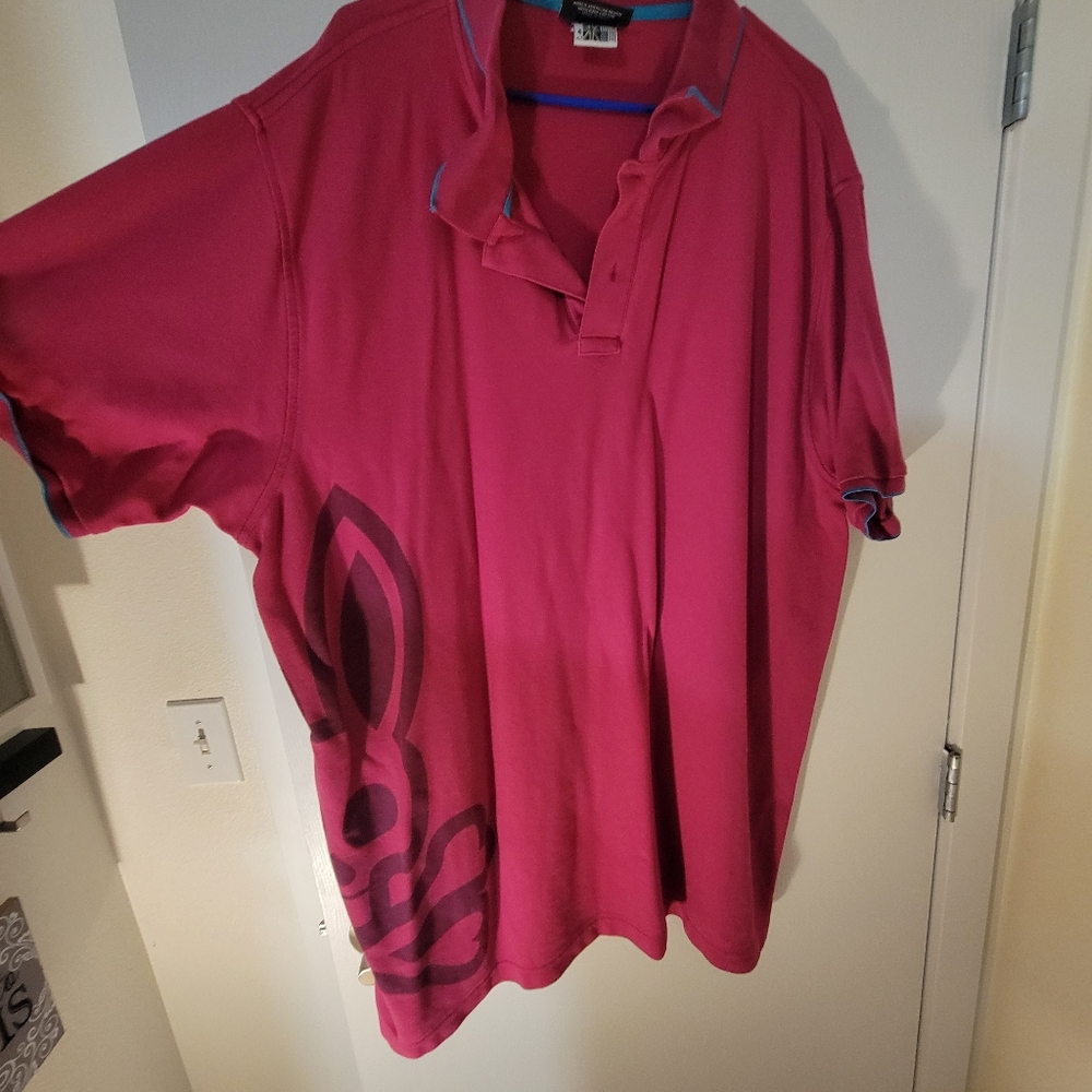 Psycho Bunny Vibrant Pink Polo with Teal Accent